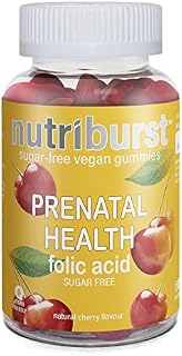 Nutriburst Chewable Folic Acid for Pregnancy - Sugar Free Prenatal Gummies for Conception - Healthy Vitamins for Women - 60 Gummies 1 Month Supply - Plant Based, Suitable for Vegetarians & Vegans