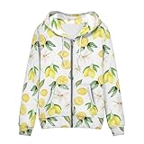 Giftbloom Sudadera con capucha y bolsillo para mujer, para otoño, primavera, calle, manga larga, Limón, XL