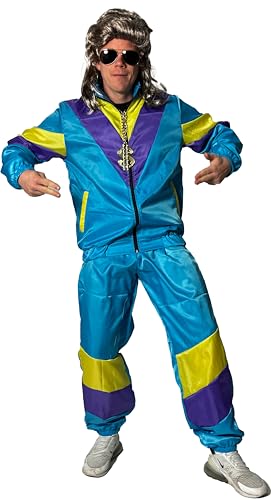Foxxeo 80er Jahre Trainingsanzug Kostüm für Herren, Größe:XXL