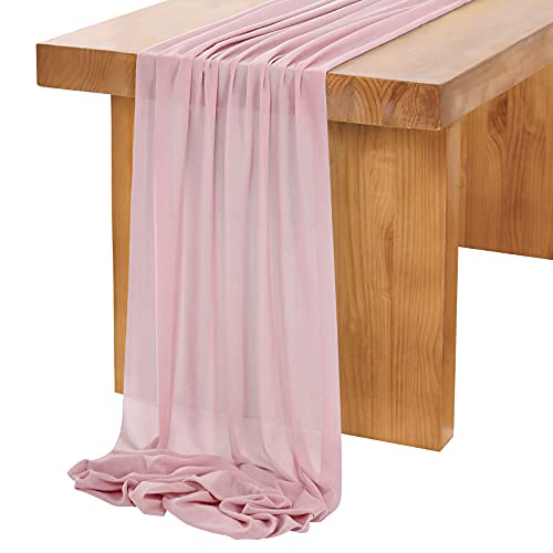 5 Packs Black Table Runner 10FT Sheer Chiffon Fabric Boho Bridal Shower Decoration for Wedding Birthday Party Rustic Sheer