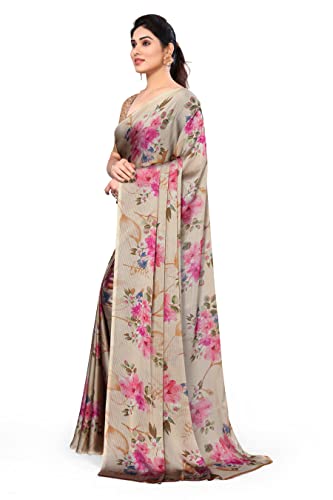 Image of MIRCHI FASHION Women Saree Chiffon Flower Print | Breathable Lightweight Sari for Office and Daily Use with Unstitched Blouse Piece (Available in 30 Styles)