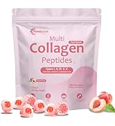 180 Count Marine Collagen Gummies for Women Men Sugar Free, Hydrolyzed Collagen Peptides Type I,I...