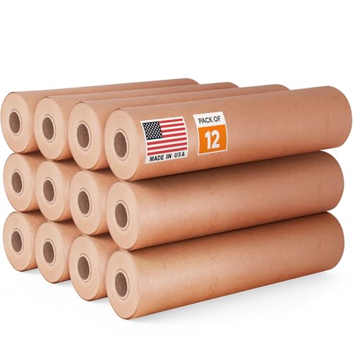 Image of 12 inch x 60 Yards (180 feet) Masking Paper Roll (Pack of 12) - Made in USA General Purpose Masking Paper for Painting - Painters' Protection from Splatter and Overspray