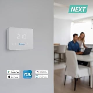 Finder BLISS WiFi NEXT Cronotermostato Digitale Connesso Tipo 1C.91. Alimentazione a batterie o con alimentatore. Gestibile da remoto tramite App, programmazione manuale o guidata. Colore Bianco