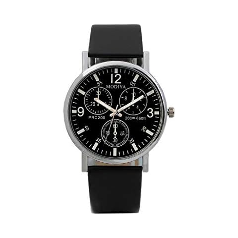 Watch Watches Blue Men's Glass Men Belt Watch Quartz Three Eye Men's Watch Cover
