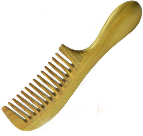 wide tooth Handmade 100% Green Sandalwood Wood Comb