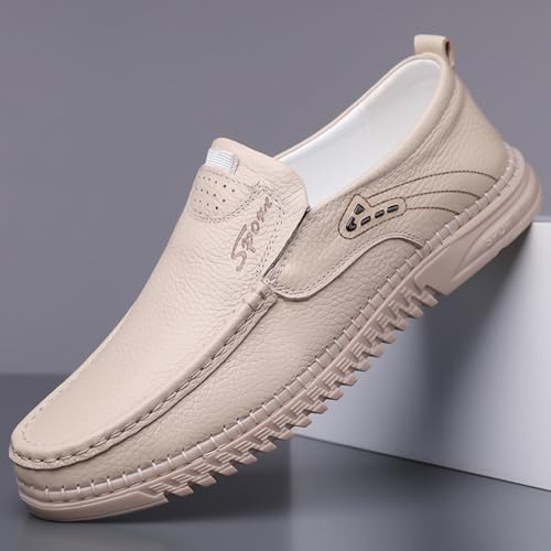 Mens Handmade Leather Slip On Loafers Casual Lightweight Soft Non Slip Walking Shoes for Driving Daily Work Office2