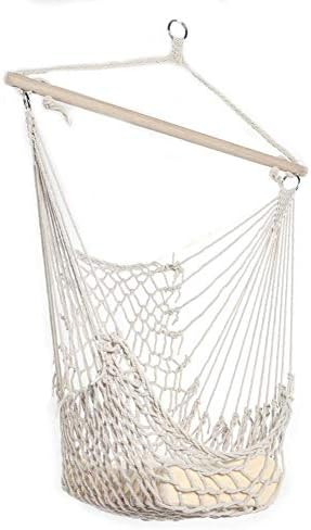 TomaticAu Cotton Hanging Rope Hammock Chair Woven Hanging Chair Outdoor Leisure Hammock Chairs Swing Chair for Indoor, Outdoor,Yard, Garden, Bedroom, Patio, Porch