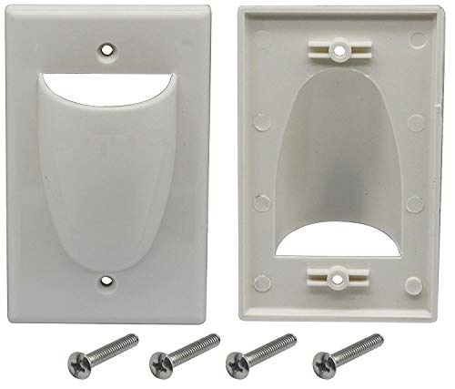 zdyCGTime Bulk Nose Faceplate Wall Plate for Cabling 1 Gang Cable Plate Internal Management Convex Audio Video Cable Pass Through Nose Plate White (2 Pack)