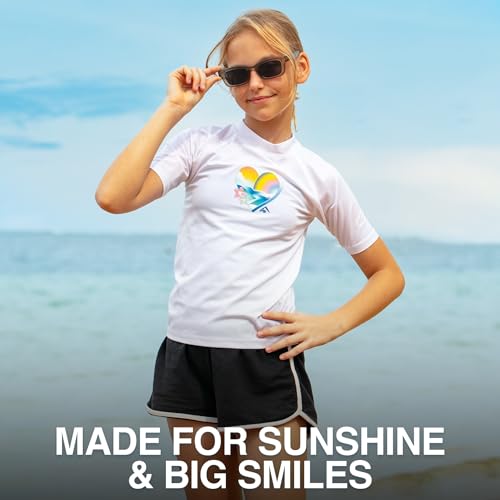 Image of Kanu Surf Girls' Jade Rash Guard UPF 50+ Sun Protection Short Sleeve Swim Shirt