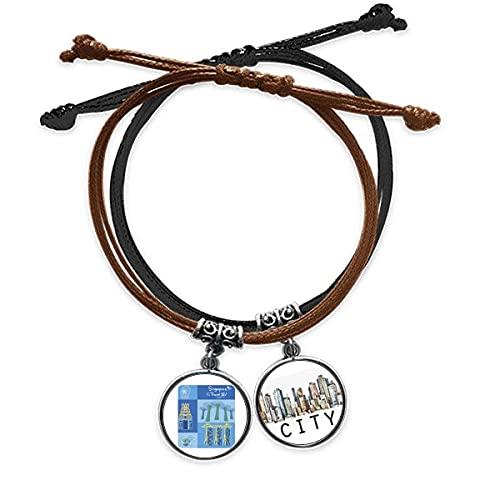 Bracelet Singapour corde main chaîne bracelet cuir Sidi voyage historique