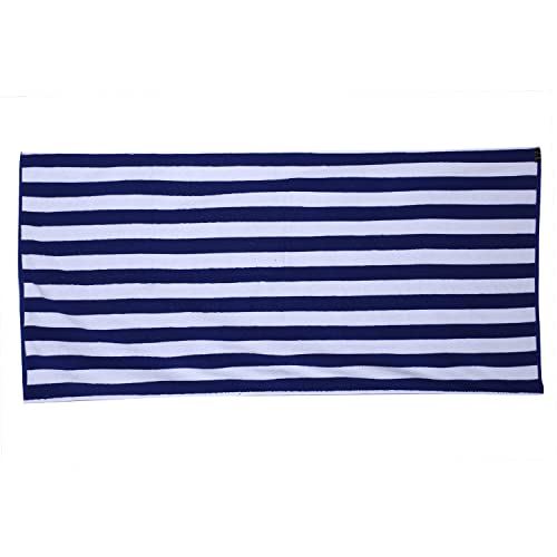 Image of Home Plus Studio 100% Cotton Towel Used for Hotel Pool /Swimming /Beach /Bath Sheet /Extra Large Size Bath Towel - Pack of 2 - Size 90 CM x 180 CM (36 inch in x 72 inch in) - Blue & White Stripes