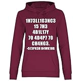 wowshirt Damen Hoodie Hawking Fähigkeitstest Ingenieur für Mathe-Lehrer Wissenschaftler IQ Genie Geek, Größe:M, Farbe:Burgundy