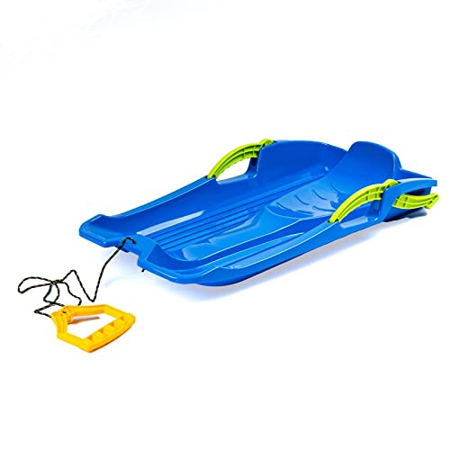 Luge à luge avec freins - Corde de traction avec poignée en plastique - 80 x 40 x 11,5 cm - Bleu Cover