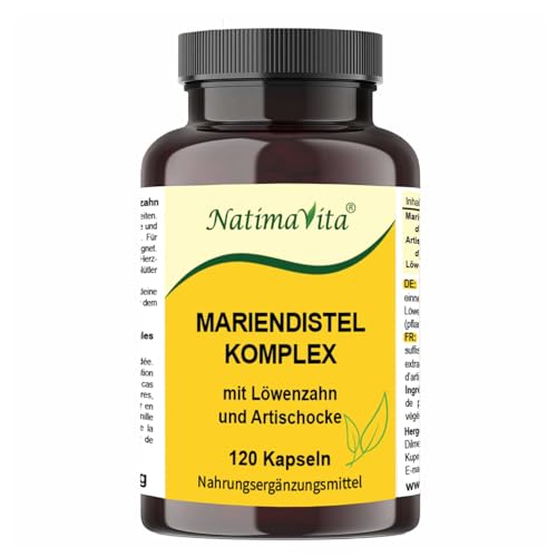 Mariendistel Artischocke Löwenzahn Komplex - 120 Kapseln, hochdosiert mit Sylimarin 80% - Detox und Leberpflege - Natürliche Unterstützung - NatimaVita