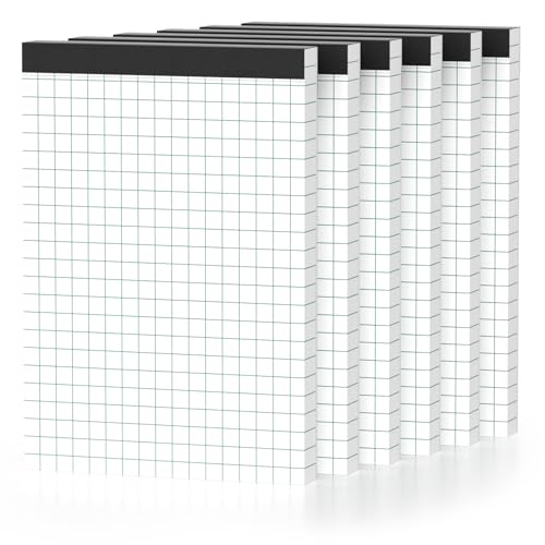 Pacote com 6 blocos de papel quadriculado, pautado quádrupla, bloco de grade de 21 x 28 cm com papel