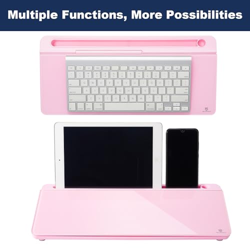Image of TSJ OFFICE Desktop Whiteboard Dry-Erase-Board - Computer Keyboard Stand White Board Surface Pad with Drawer, Desk Organizers with Accessories for Office, Home, School Supplies - Complete Pink