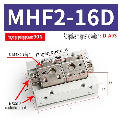 Griffe d'air parallèle MHF2-12D à double piston pour un serrage de haute précision - 3