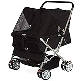 MZP Haustierwagen, Doppelsitzer Haustier-Reisewagen Großen Faltbaren Bequemer Luxuswagen Maximale Belastung 60 kg (Color : Black)