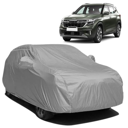 Image of BARBARIKA Waterproof Car Body Cover Compatible with BM IX1 LWB | Waterproof, UV Resistant, Dustproof, Mirror Pockets, with Belt & Buckle - (Grey)