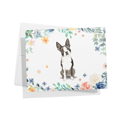 Image of Twigs Paper Boston Terrier Thank You Cards, 12 Dog Stationery Note Cards