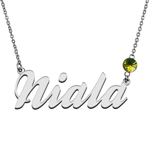 GR859C Personalized Charm Name Necklace with Birthstone for Best Friends Niala