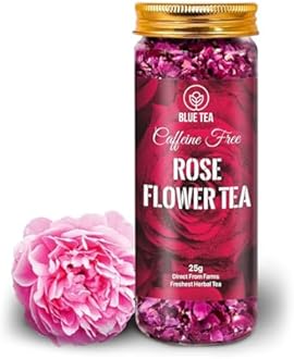 BLUE TEA - Rose Tea - 25gm - 25 Cups | SUPER ANTIOXIDANT | Natural Sun-Dried Petals | Herbal Tea - Flower Based | Vitamin - C Rich | For Beautiful Hair & Skin | Pet Jar