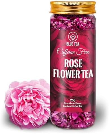 BLUE TEA - Rose Tea - 25gm - 25 Cups | SUPER ANTIOXIDANT | Natural Sun-Dried Petals | Herbal Tea - Flower Based | Vitamin - C Rich | For Beautiful Hair & Skin | Pet Jar