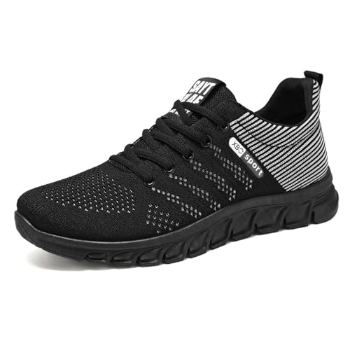 Zapatillas Deportivas Hombre Nuevos Zapatos Verano Transpirable Malla Correr Cómodos Conjunto Completo (Black, 43) #159