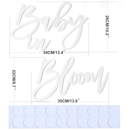 Image of White Baby in Bloom Sign for Baby Shower - Felt Letter Baby in Bloom Large Banner Sign Party Backdrop for He or She Baby Shower Gender Reveal 1st Birthday Event Wall Photo Props Decor