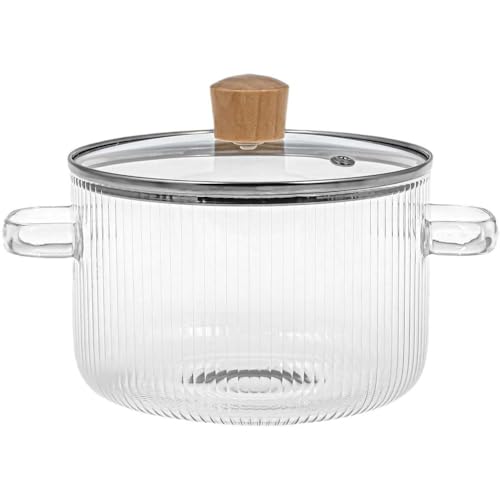 Glas-Kochtopf mit Deckel, hitzebeständiges Borosilikatglas-Kochgeschirr, Herd-Topf-Set – Simmertopf, Klarglas-Kochgeschirr, Simmertopf für Suppe, Glas, handgefertigtes Kochgeschirr-Set, Herdtopf für