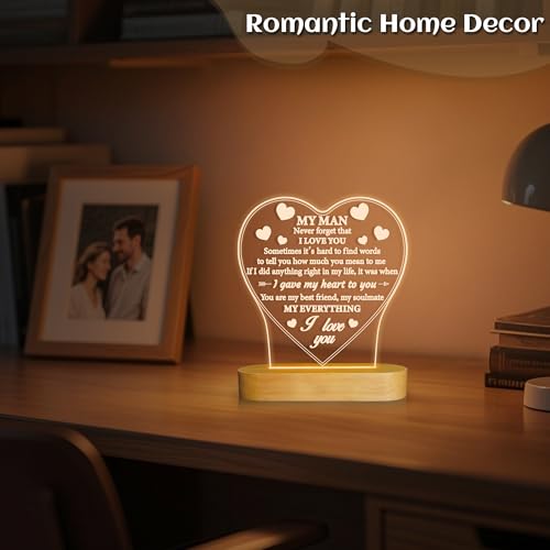 Valentines Gifts for Him Men, I Love U to My Husband's Gifts,Valentines Day Decorations for Room Decor, Gifts for Birthday, Valentine's Day, Couples Gifts for Husband Boyfriend My Man