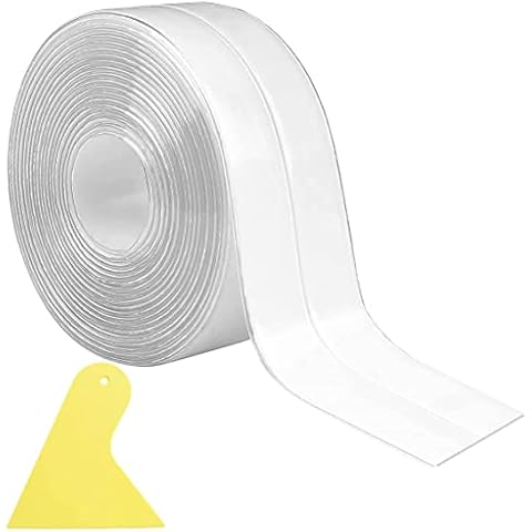 Caulk Strip Sealant Tape Waterproof Self Adhesive 1.5" x 10.5ft(38mm X 3.2M) for Decorating Kitchen, Bathroom, Bathtub, Toilet, Wall, Floor Transparent Cover