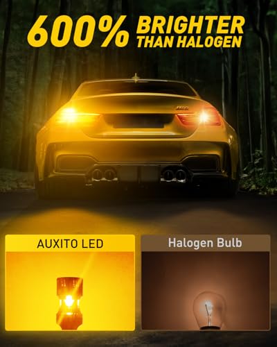 Image of AUXITO CANBUS 1157 LED Bulbs Amber Yellow with Built-in Resistor 2057 2357 7528 BAY15D P21 /5W Anti Hyper Flash Error Free Front Rear Turn Signal Lights Blinker Marker DRL Parking Lights, Pack of 2