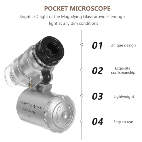 Image of SEWACC Pocket Microscope 60x LED Microscope 60x with LED Light Magnifier Currency