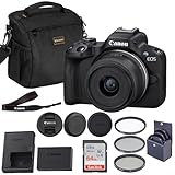 Canon EOS R50 Mirrorless Camera with 18-45mm Lenss, 24.2MP APS-C, 4K Video, Dual Pixel CMOS AF II, Vari-Angle Screen, Wi-Fi, Bluetooth + 64GB SD Card, Shoulder Bag, 3 Filter Kit, 1-Year Warranty