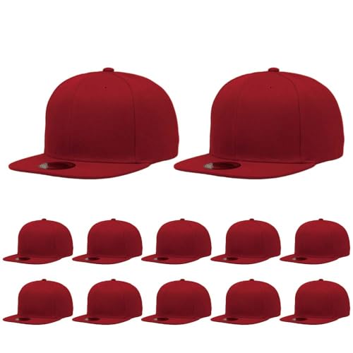 Image of ZH Plain Flat Brim Snapback Baseball Caps Adjustable Blank Baseball Caps Wholesale 12 Pack