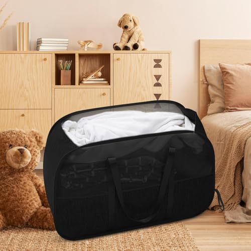 Panier à linge en maille anti-odeur et pliable pour vêtement de buanderie - 8