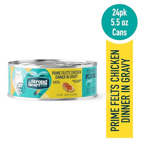 Image of A Strong Heart Canned Wet Cat Food, Prime Filets Chicken Dinner in Gravy - 5.5 oz Cans (Pack of 24), Made in The USA with Real Chicken