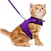 Escape Proof Cat Harness with Leash - Adjustable Soft Mesh - Best for Walking Purple Medium