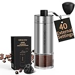 CIRCLE JOY Manual Coffee Grinder with 40 Adjustable Settings, High Precision Stainless Steel Hand Coffee Bean Mill for Aeropress, Espresso, Portable Conical Burr Coffee Grinder for Home, Office
