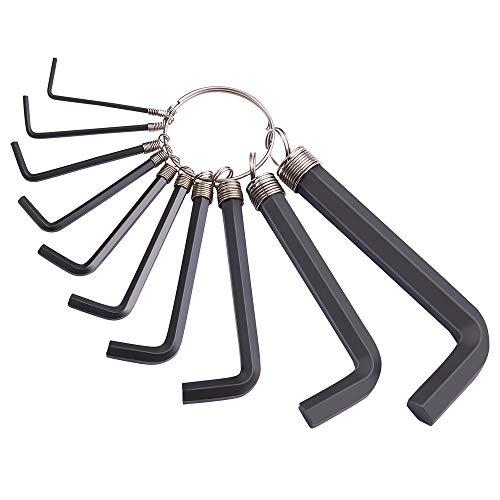 WMORE Black Hex Wrench Set, With Key Ring Allen Wrench Bike Repair Tool L Shape Key Chain Wrench