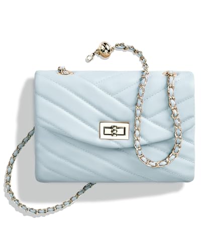 Image of LAVTUG Quilted Crossbody Bag for Women Small Flap Purse with Gold Chain | Faux Leather, Elegant Designer Shoulder Handbag, Everyday Use