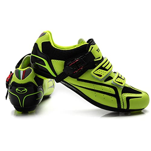 WYUKN Zapatos de Ciclismo para Hombre de Carretera para Hombre,Zapatos de Ciclismo para Interiores SPD Lock MTB Bicicletas Ciclismo Zapatos para Hombres,Green-40EU Cover