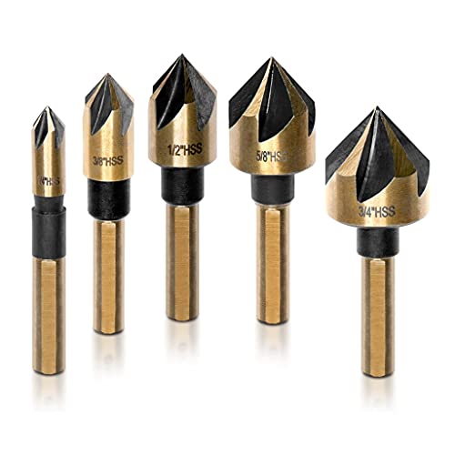 LUIJHFC 5Pcs/Set Industrial Woodworking Countersink Router Bit Set Screw Extractor Demolition for Wood Milling Cutter