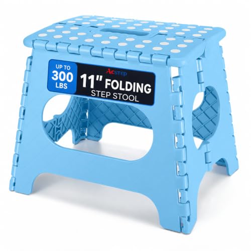 ACSTEP 11 Inch Folding Step Stool for Kids, Non-Slip Foldable Stools, Blue