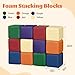TODIBY Foam Building Blocks for Toddlers：12-Pieces Wipeable Leather Stacking Cubes Kids - Large Soft Toys Play Set for Learning Construction Baby Preschool Daycare Therapy Birthday Gift (Rainbow)