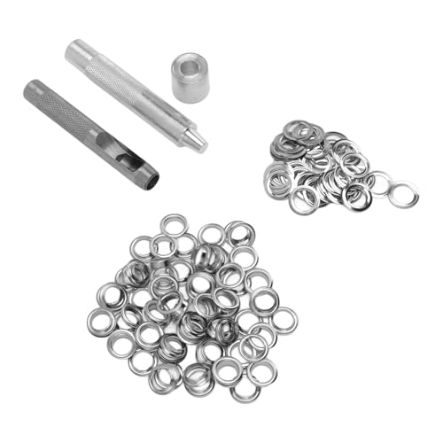 DriKou Grommet Tool Kit, 100 Sets Grommets Eyelets Grommet Setting Tool and Eyelets with Setting Tools Eyelets and Eyelet Punch Die Tool Grommet Eyelets Tool Kit for Fabric, Tarps, Curtains