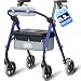 VOCIC Rollator faltbar und leicht mit Sitz, ?,??? Ultraleicht Rollatoren leicht klappbar für Senioren, Max 150 kg, Ergonomischer Sitz, höhenverstellbar, Walker schmal für wohnung & Reise,Blau