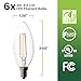 Bioluz LED 4W Filament Candelabra Bulb, E12 Base High Efficiency LED Candle Bulbs, UL Listed, Pack of 6
